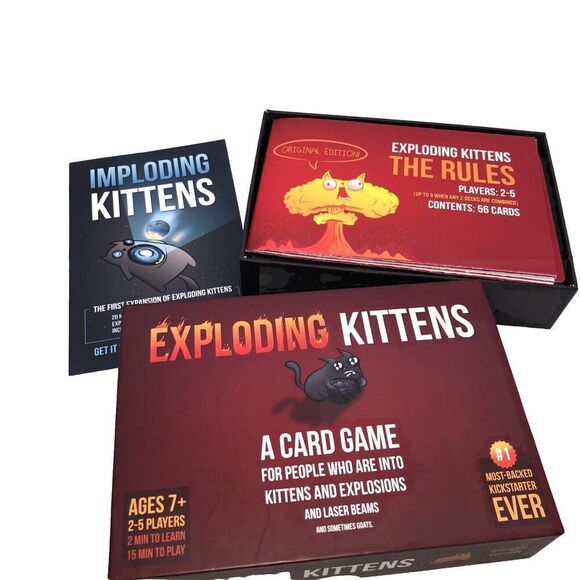 Exploding Kittens Card Game Original Edition Ages 7+ Family Fun New Open Box - Picture 1 of 9